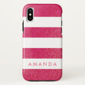 Preppy chic PINK GLITZER personalisiert gestrichen Case-Mate iPhone Hülle (Rückseite)