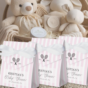 Preppy Chic Pink Stripes Baby Dusche Tennis Thema Geschenkschachtel