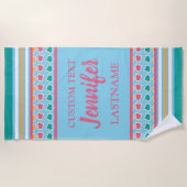 Preppy-Chic Stripes-Individuelle Name Strandtuch (Vorderseite)