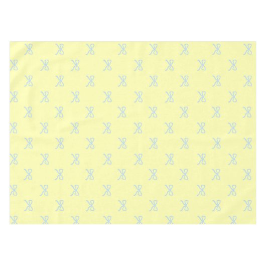 Preppy Chic Yellow & Blue Bow Pattern Spring Tischdecke (Vorderseite (Horizontal))