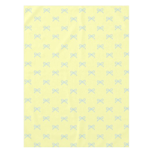 Preppy Chic Yellow & Blue Bow Pattern Spring Tischdecke (Vorderseite)