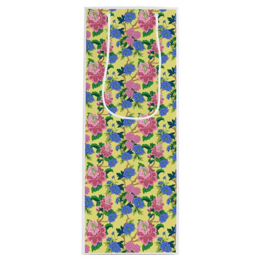 Preppy Chinoiserie Blumenbeutel Geschenktüte Für Weinflaschen (Vorderseite)
