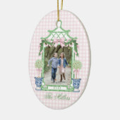 Preppy Chinoiserie Christmas Pagoda Monogram Keramik Ornament (Links)