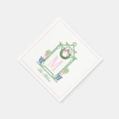 Preppy Chinoiserie Christmas Pagoda Monogram Serviette (Ecke)