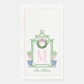Preppy Chinoiserie Christmas Pagoda Monogram Serviette (Vorderseite)