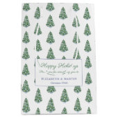 Preppy Chinoiserie Christmas Tree Happy Holidays Mittlere Geschenktüte (Vorderseite)