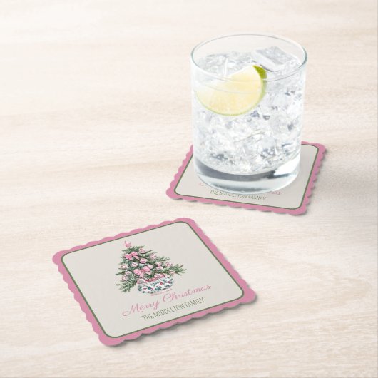 Preppy Chinoiserie Christmas Tree Untersetzer (Vor Ort)