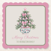 Preppy Chinoiserie Christmas Tree Untersetzer (Vorderseite)