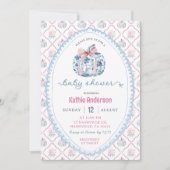 Preppy Chinoiserie Fall Pumpkin Baby Dusche Einladung (Vorderseite)