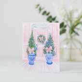 Preppy Chinoiserie Ginger Jar Weihnachtsbaum Postkarte (Stehend Vorderseite)