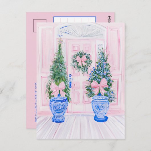 Preppy Chinoiserie Ginger Jar Weihnachtsbaum Postkarte