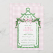 Preppy Chinoiserie Pagoda Weihnachtsdusche Einladung (Vorne/Hinten)