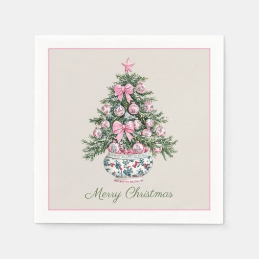 Preppy Chinoiserie Weihnachtsbaum Personalisiert Serviette (Vorderseite)