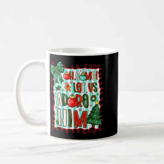 Preppy Christian Oh Come Let Us Adore Him Christma Kaffeetasse (Links)