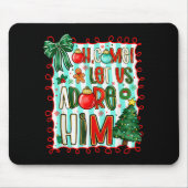 Preppy Christian Oh Come Let Us Adore Him Christma Mousepad (Vorne)