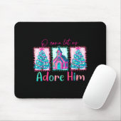 Preppy Christian Retro Christmas Oh Come Let Us Ad Mousepad (Mit Mouse)