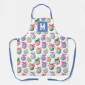 Preppy Christmas Baubles Ornament Monogram Schürze (Vorderseite)