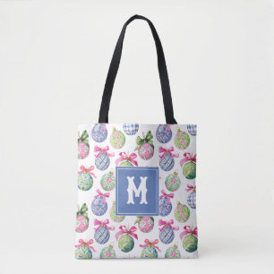 Preppy Christmas Baubles Ornament Monogram Tasche