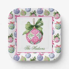 Preppy Christmas Baubles Ornamente Personalisiert Pappteller