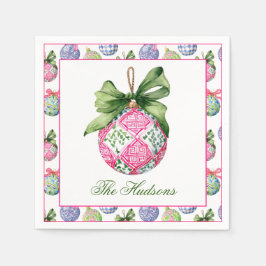 Preppy Christmas Baubles Ornamente Personalisiert Serviette