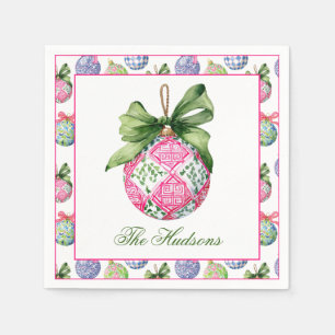 Preppy Christmas Baubles Ornamente Personalisiert Serviette