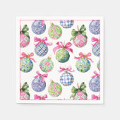 Preppy Christmas Baubles Ornaments Serviette (Vorderseite)