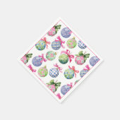 Preppy Christmas Baubles Ornaments Serviette (Ecke)