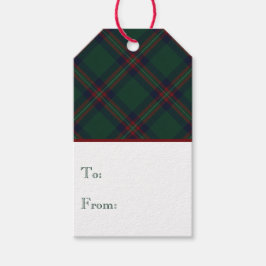 Preppy Christmas Dark Green Plaid Wrapping Paper Geschenkanhänger