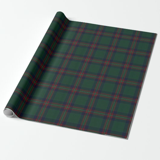 Preppy Christmas Dark Green Plaid Wrapping Paper Geschenkpapier (Ungerollt)
