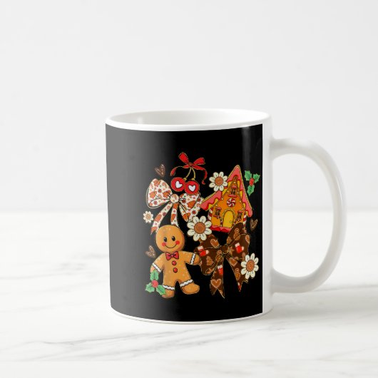 Preppy Christmas Gingerbread Floral Coquette Bow C Kaffeetasse (Rechts)