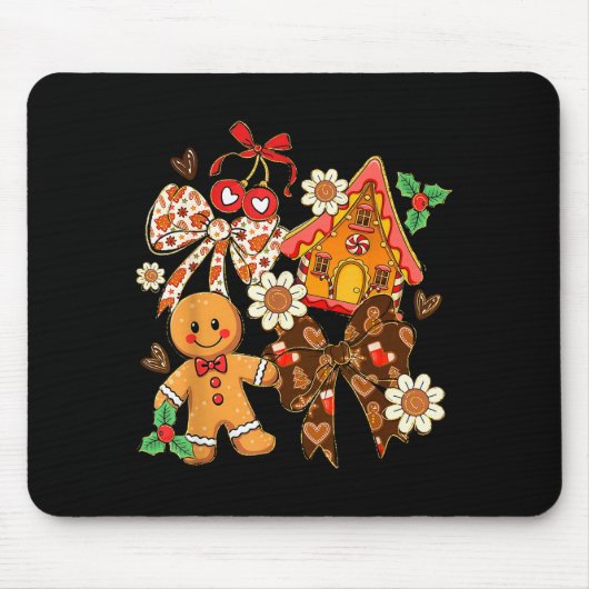 Preppy Christmas Gingerbread Floral Coquette Bow C Mousepad (Vorne)