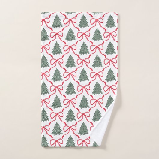 Preppy Christmas Gingham Bow Badhandtuch Set (Handtuch)