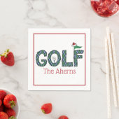 Preppy Christmas Golf Blue Green Rauten Custom Serviette (Beispiel)