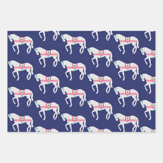 Preppy Christmas Horse Set von 3 Geschenkpapier Set (Vorderseite)