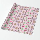 Preppy Christmas Icons Soft Pink Geschenkpapier (Ungerollt)