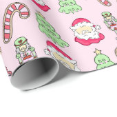 Preppy Christmas Icons Soft Pink Geschenkpapier (Rolleneckpunkt)