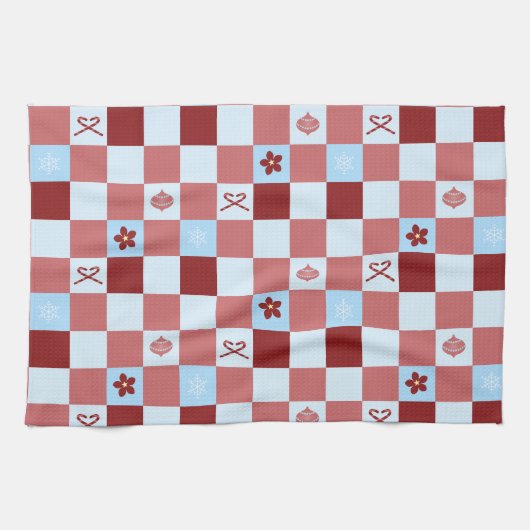 Preppy Christmas Karo Geschirrtuch (Horizontal)