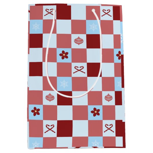 Preppy Christmas Karo Mittlere Geschenktüte (Vorderseite)