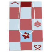 Preppy Christmas Karo Mittlere Geschenktüte (Rückseite)