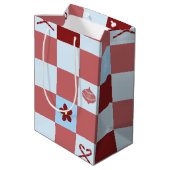 Preppy Christmas Karo Mittlere Geschenktüte (Rückseite Schrägansicht)