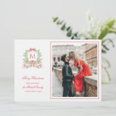 Preppy Christmas Leopard Crest Monogram  Einladung (Stehend Vorderseite)