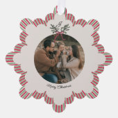 Preppy Christmas Ornament with Photo and Monogram (Vorderseite)