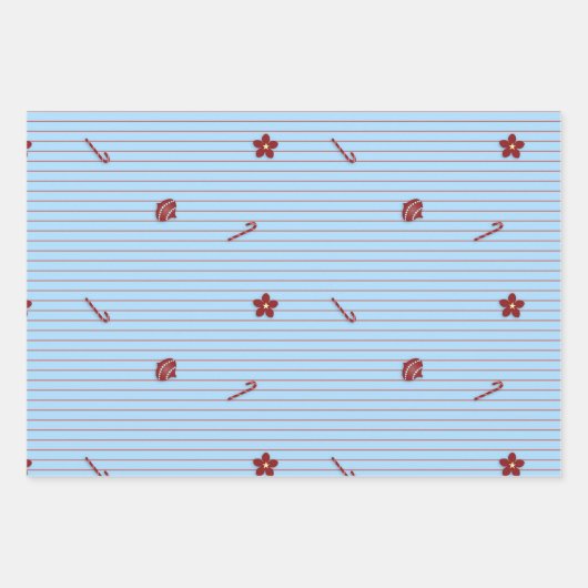 Preppy Christmas Pinstripe Geschenkpapier Set (Vorderseite)