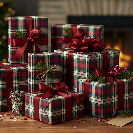 Preppy Christmas Plaid Wrapping Paper Geschenkpapier