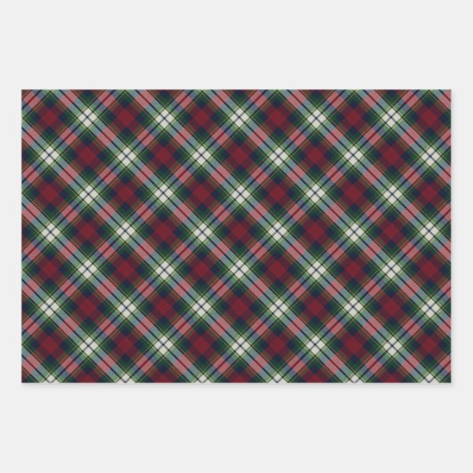 Preppy Christmas Plaid Wrapping Paper Geschenkpapier Set (Vorderseite 2)