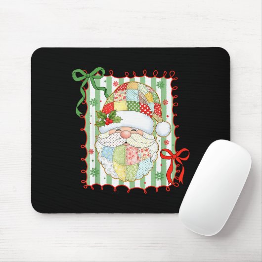 Preppy Christmas Santa Claus Patchwork Xmas Women Mousepad (Mit Mouse)