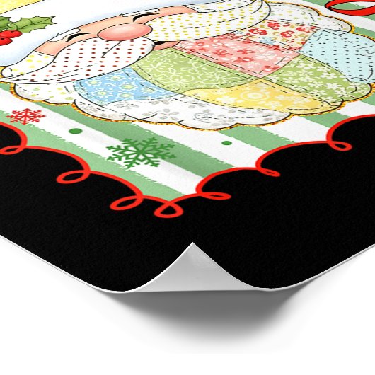 Preppy Christmas Santa Claus Patchwork Xmas Women Poster (Ecke)