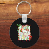 Preppy Christmas Santa Claus Patchwork Xmas Women Schlüsselanhänger (Vorderseite)
