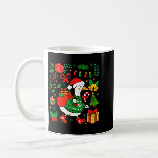 Preppy Christmas Santa Gooses Bow Xmas Tree Funny Kaffeetasse (Links)