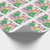 Preppy Christmas Tree Bow Pink Blue Coquette Geschenkpapier (Ecke)